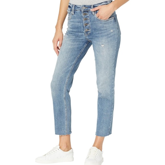KUT from the Kloth Rachael Mom Jeans Raw Hem Retro Size 16 High Rise Button Fly - Picture 1 of 15